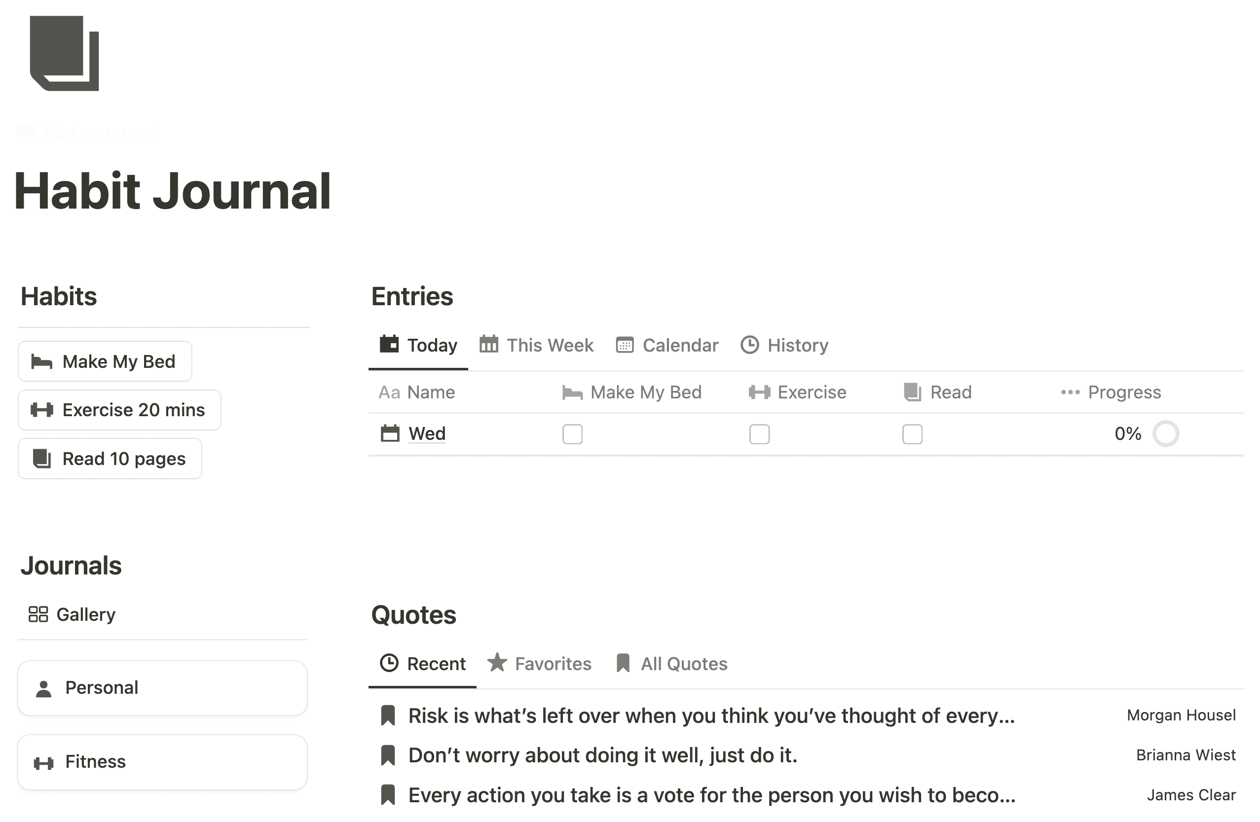 Habit Journal Notion Template