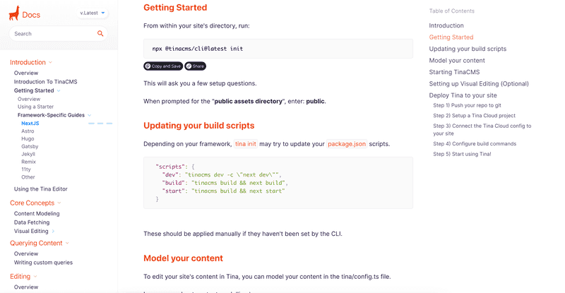TinaCMS and Next.js guide.