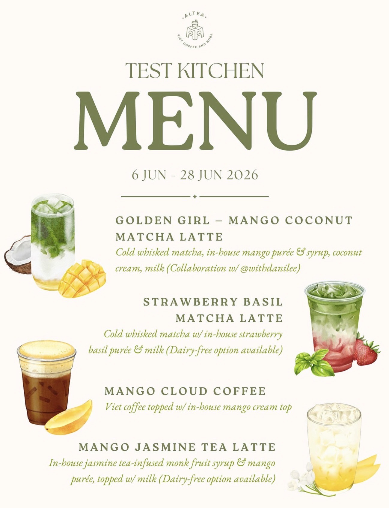 ALTEA Test Kitchen Menu