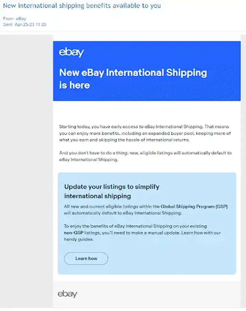 eBay International Shipping Program - Official Email