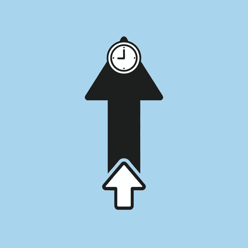 Upward arrow showing revenue increase from time imbalance correction
