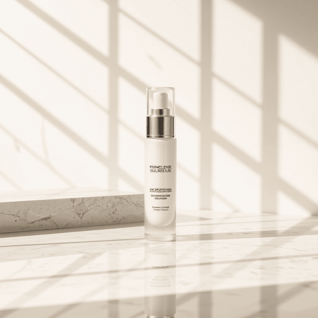 product photography of a bottle of skin brightening serum
