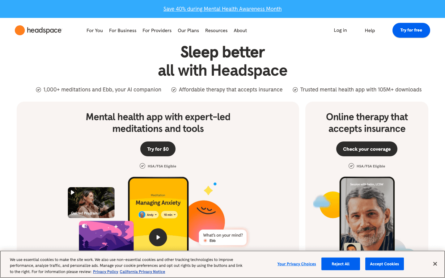 Headspace website screenshot