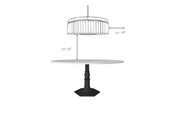 round table chandelier hanging guide