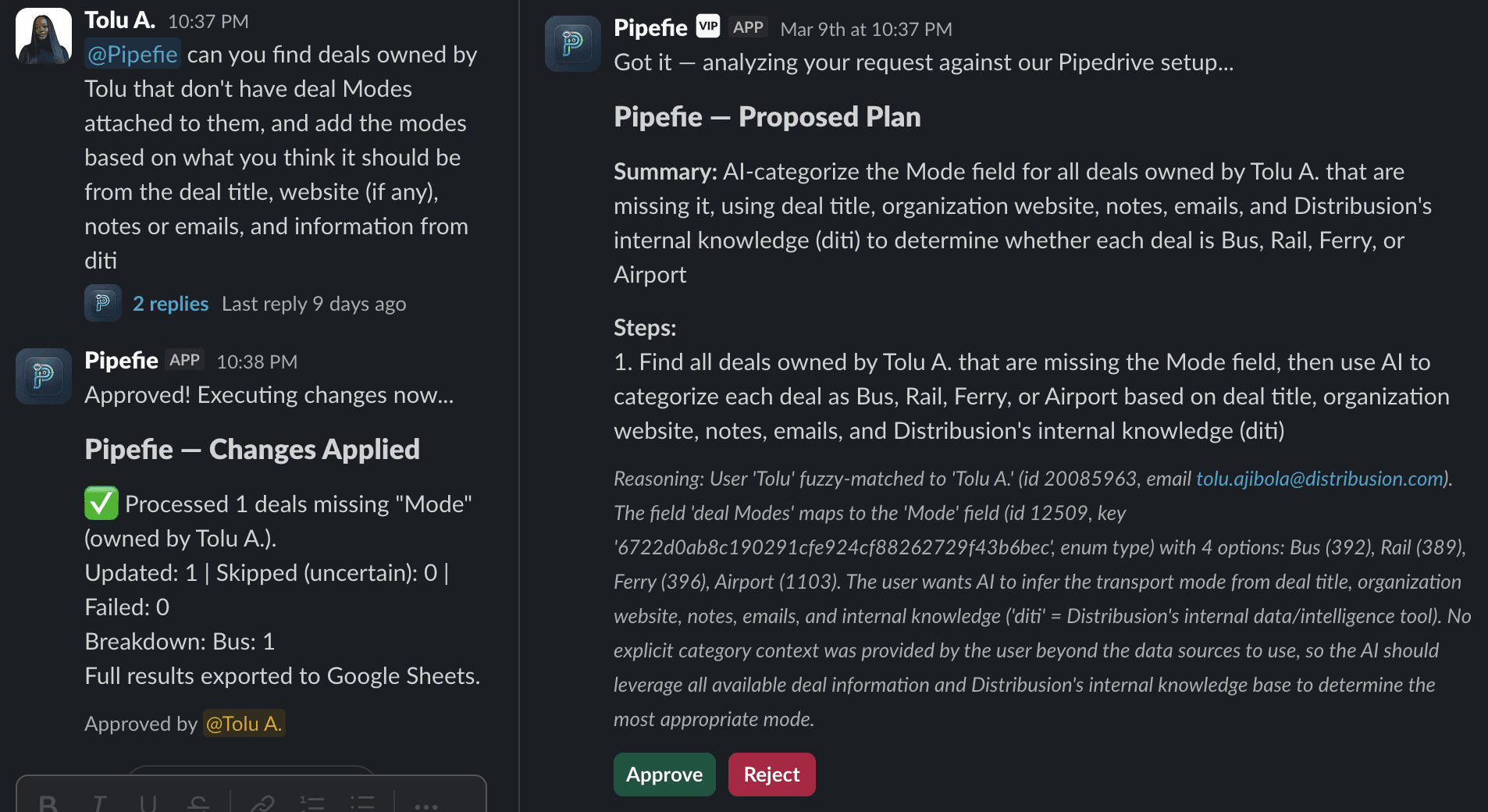 Zapier orchestration of the deal desk flow