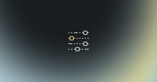 An icon represneting customization on a dark background with yellow and blue highlights