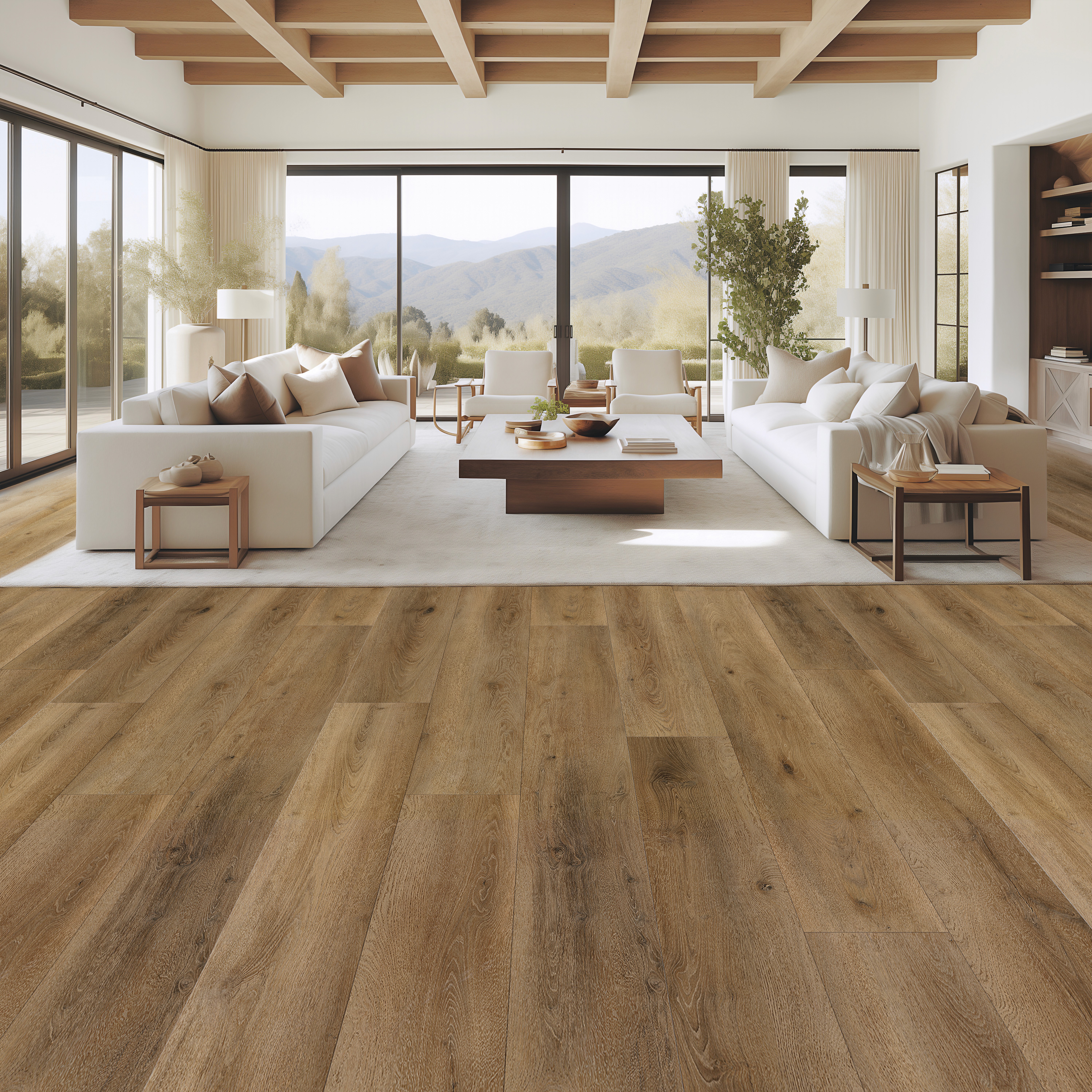 Waterproof wide-plank LVP flooring in living room