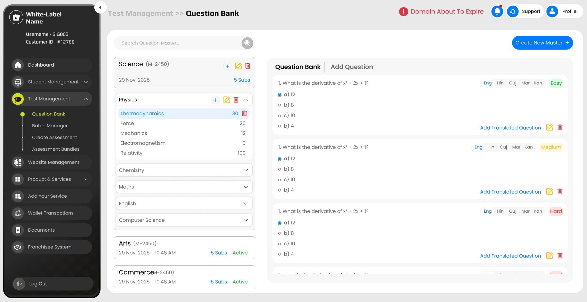Rebuilt Question Bank with inline questions and languages