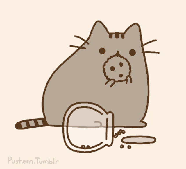 Pusheen Cat Eating Cookie