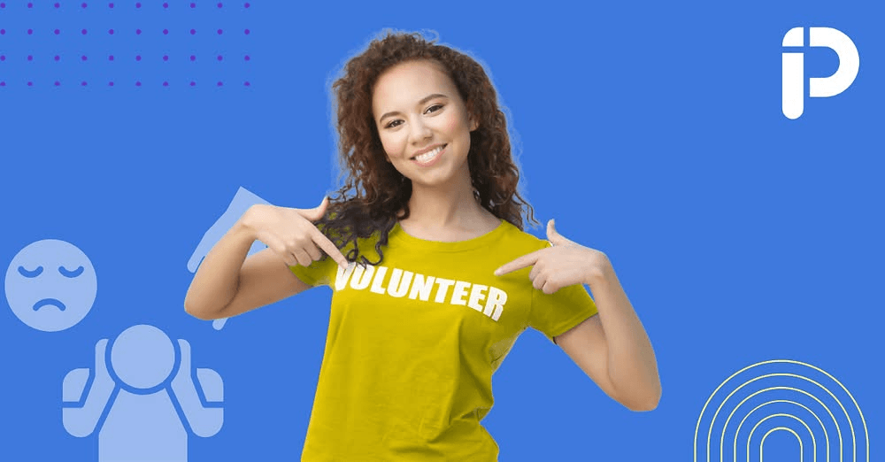 Woman in a volunteer t-shirt representing nonprofit brand identity and marketing
