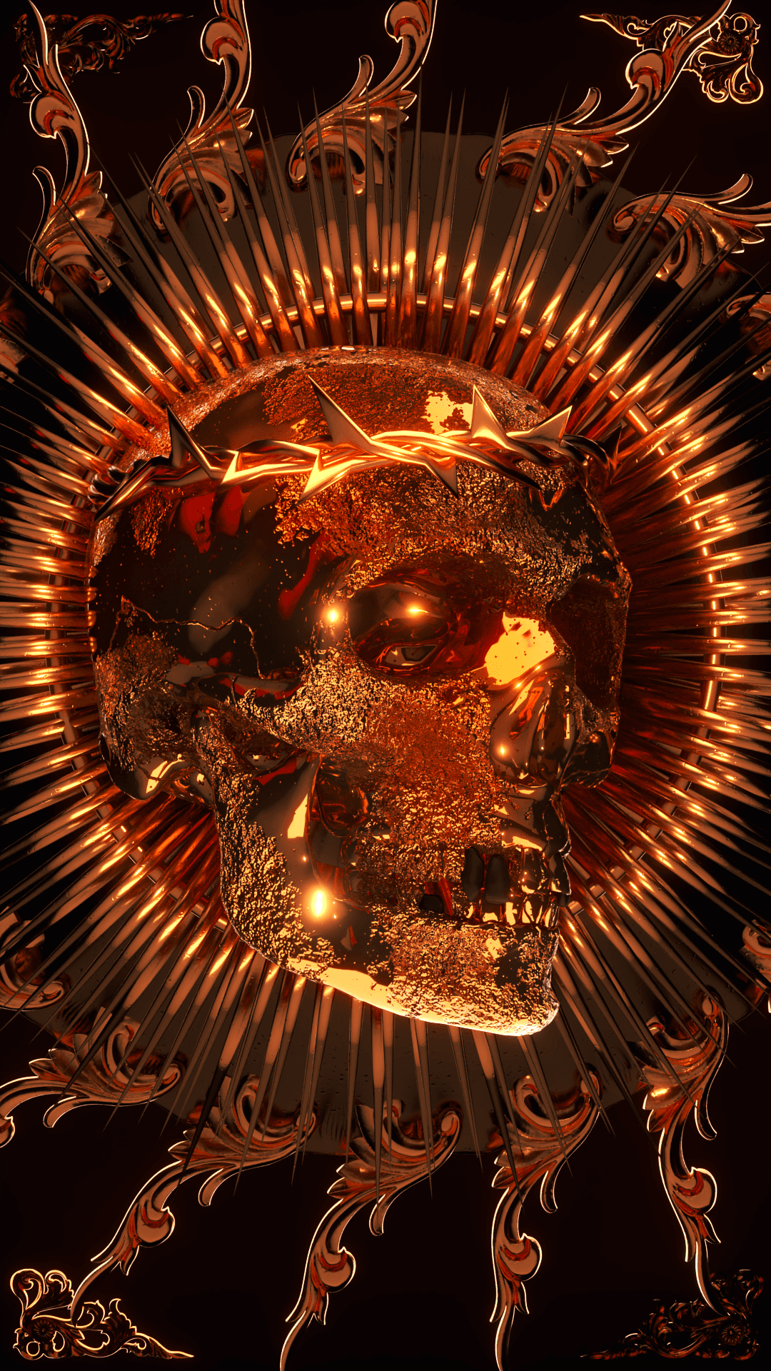 3D Disembodied Gold Skull 0006