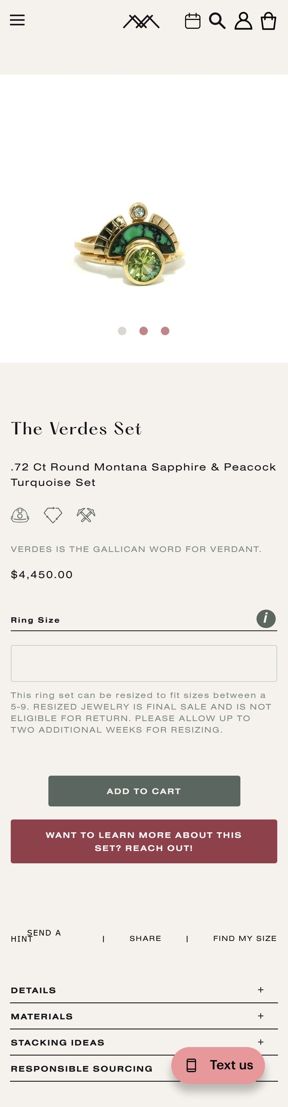 Jewelry product options include: ring for Montana Sapphire & Peacock Turquoise Ring Set from Young in the Mountains.