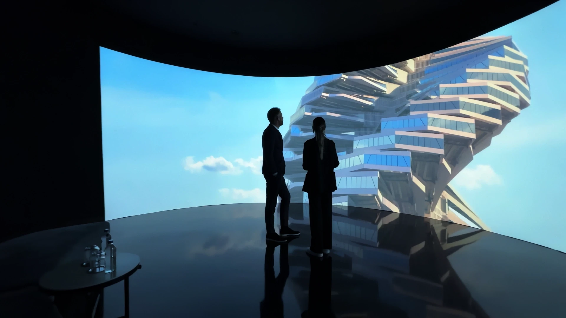 Ashgabat Shopping and Entertainment Center LED, monumental rooftop LED volume activating the skyline