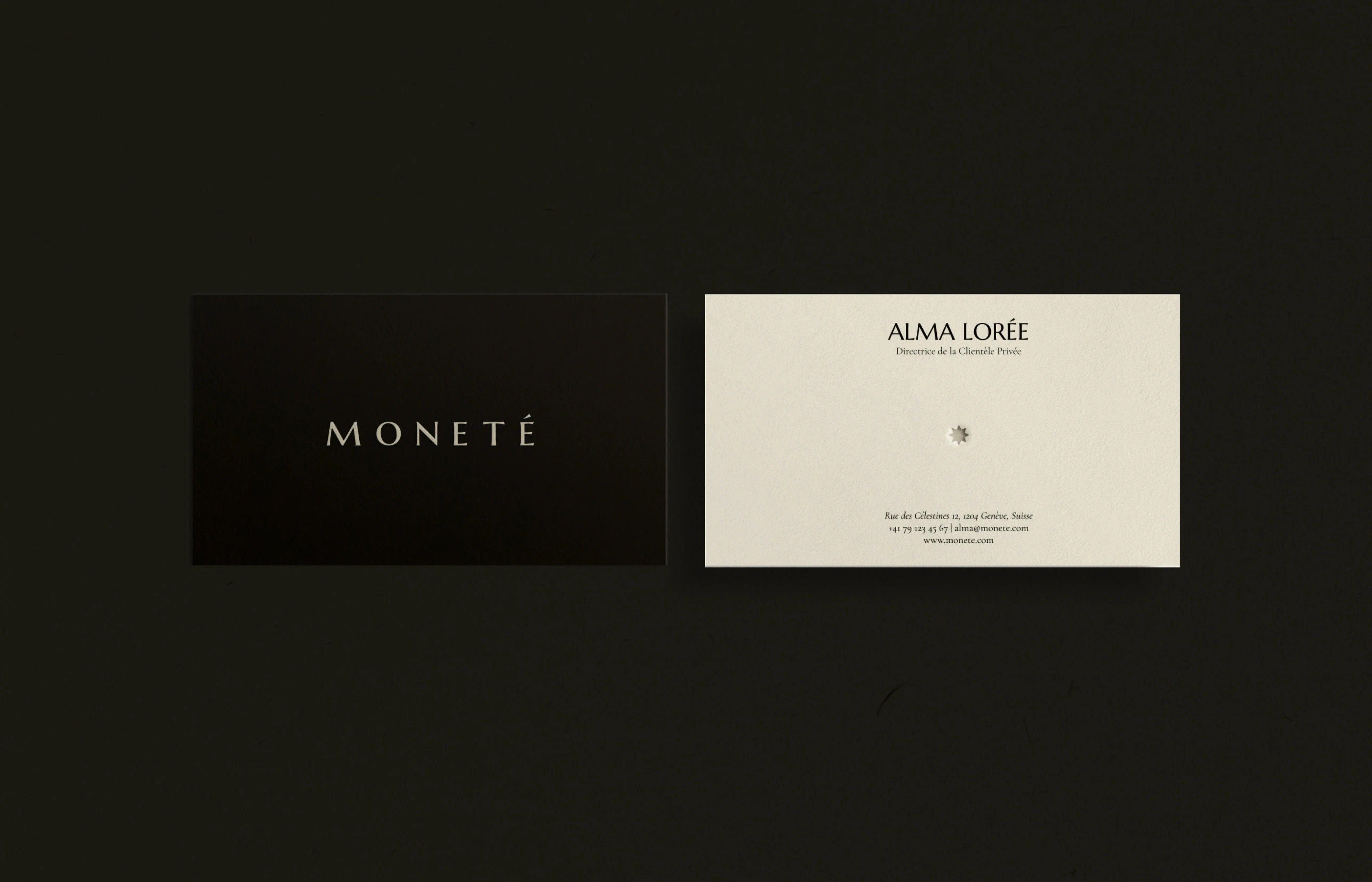 Luxury business card design for a jewelry brand