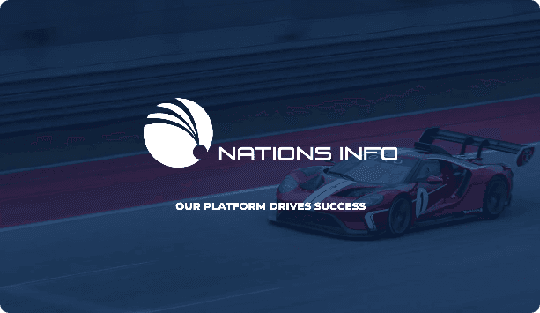 cover photo of nations info corp with its logo and a car