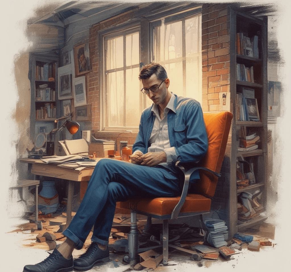 Heso blog image, a man seated on a chair looking stressed at work