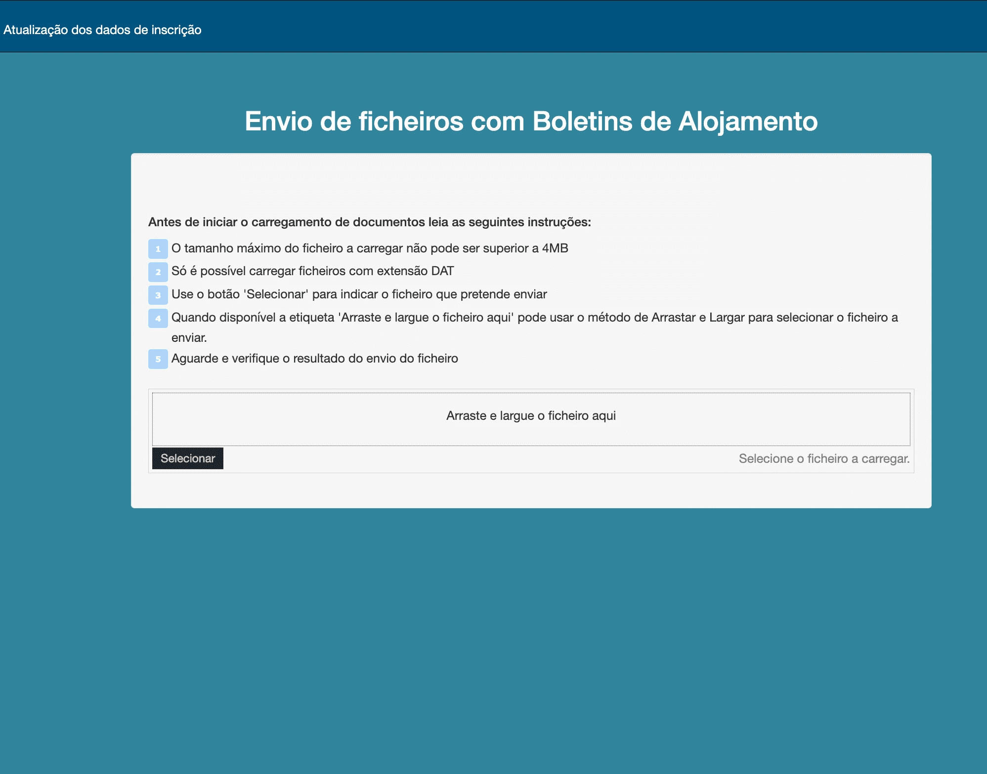 SIBA envio de ficheiros