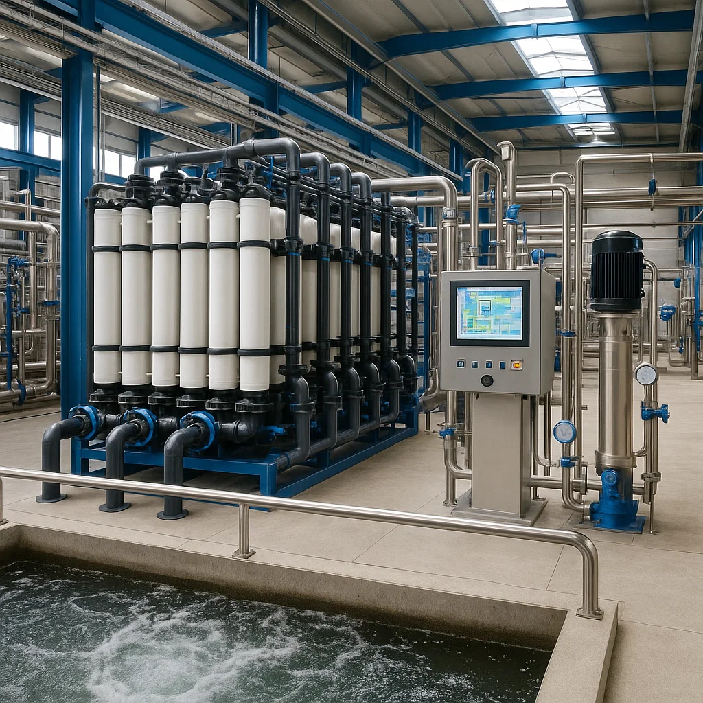 Modern water treatment facility equipment addressing regulatory compliance challenges in the water utility sector.