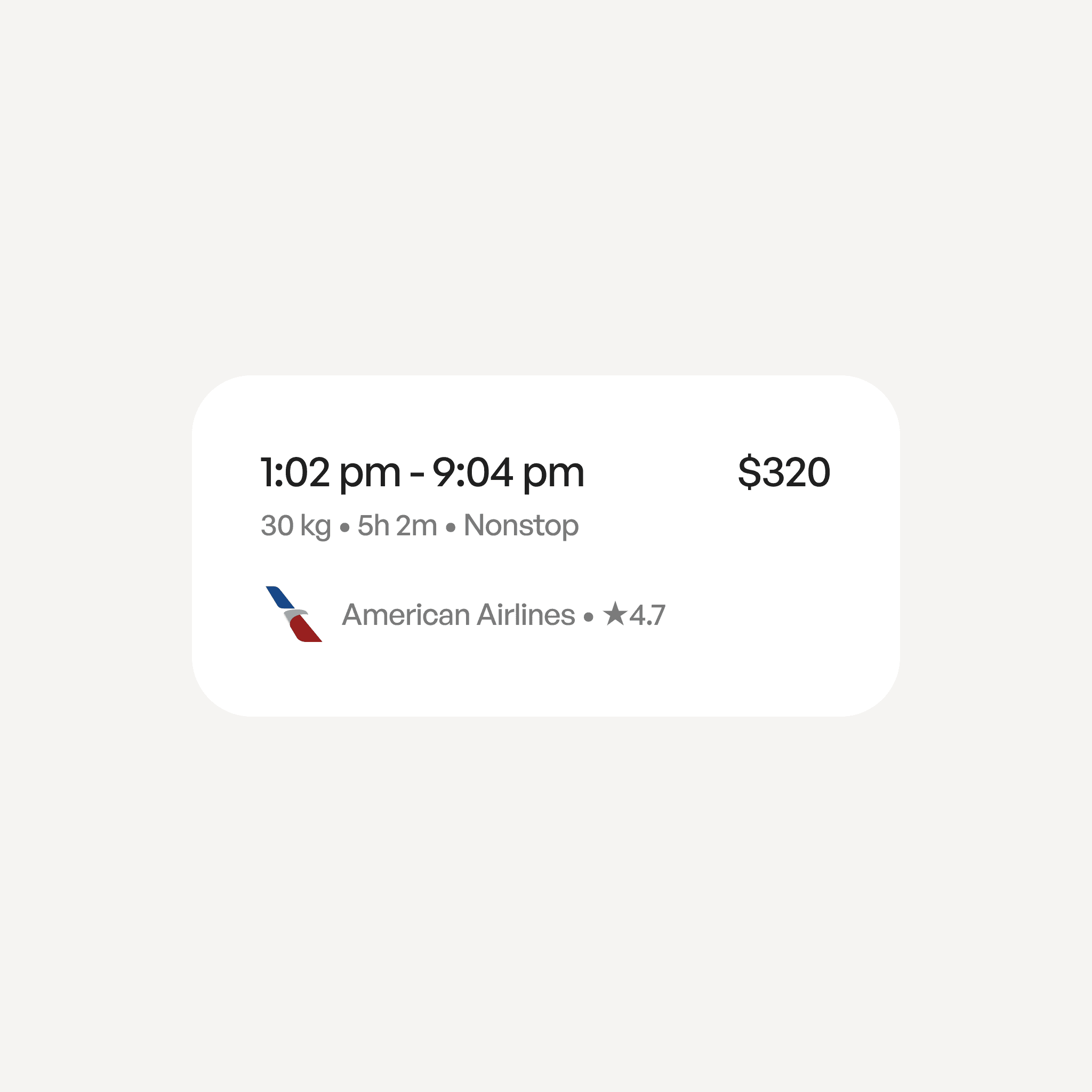 Flight card ui component