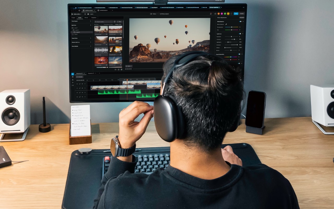 A video editor editing a video in elevate.io