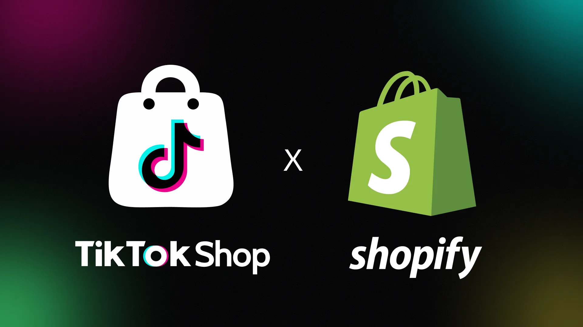 TikTok Shop and Shopify logos displayed side-by-side, representing the integration between the two platforms for e-commerce.
