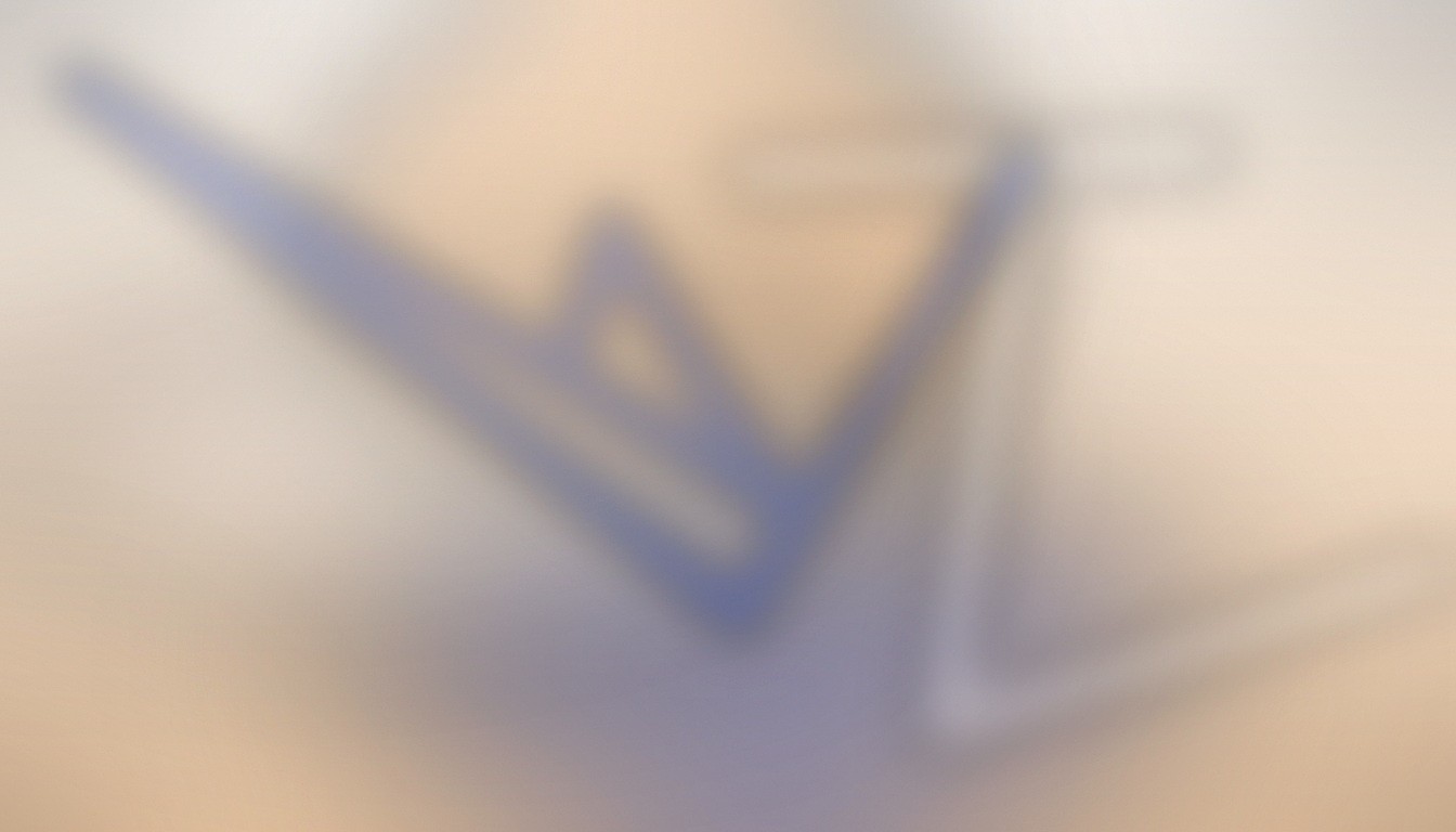 Cobalt-blue and rose-gold abstract editorial illustration for the brand audit checklist b2b article.