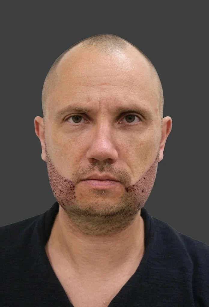 Preoperative marking of the chin and upper lip area before beard correction
