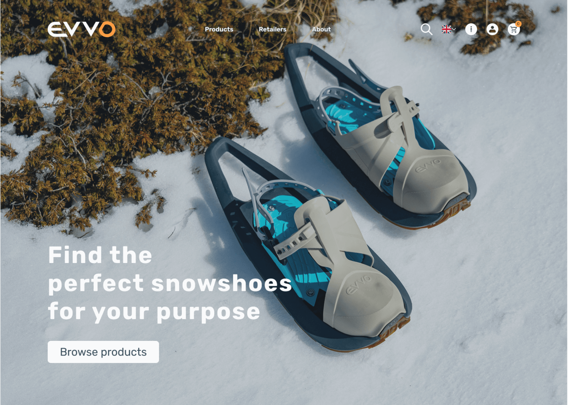 High-fidelity UI mockup of the redesigned Evvo homepage, featuring a large emotional lifestyle hero image and narrative-driven copy that highlights brand values before product specifications.