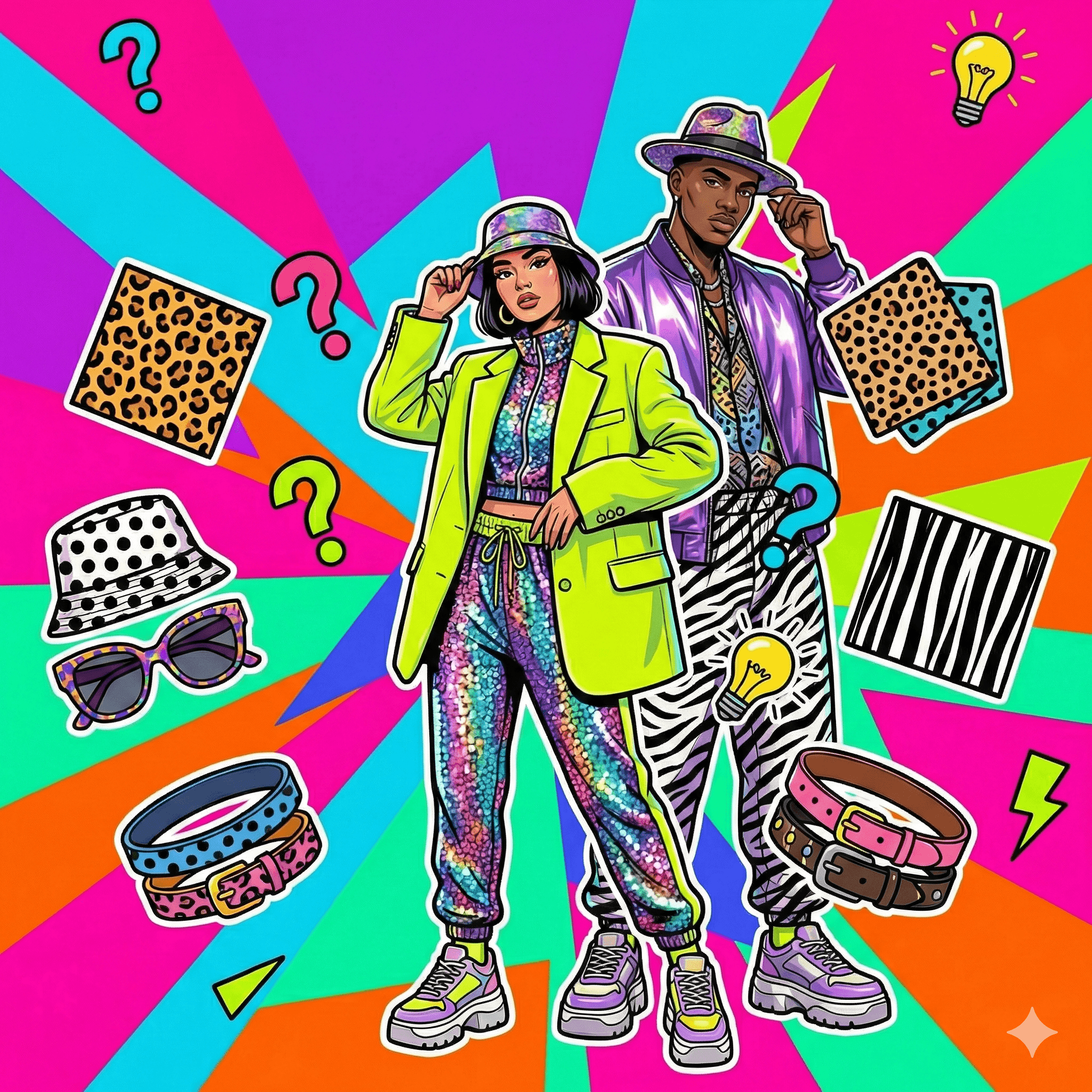 Person wearing a bold, unconventional outfit that breaks fashion rules but looks confident and stylish