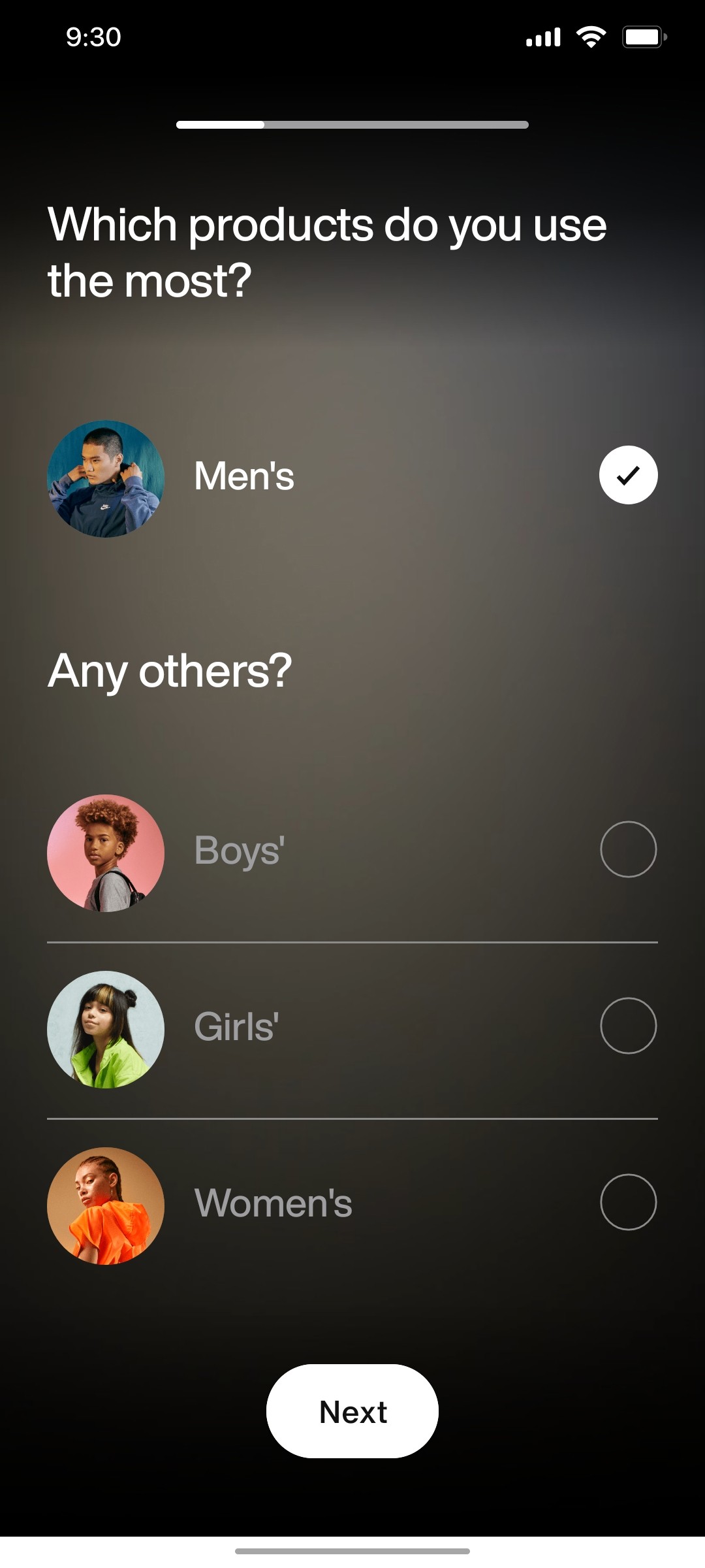 Nike App Next Screen 1