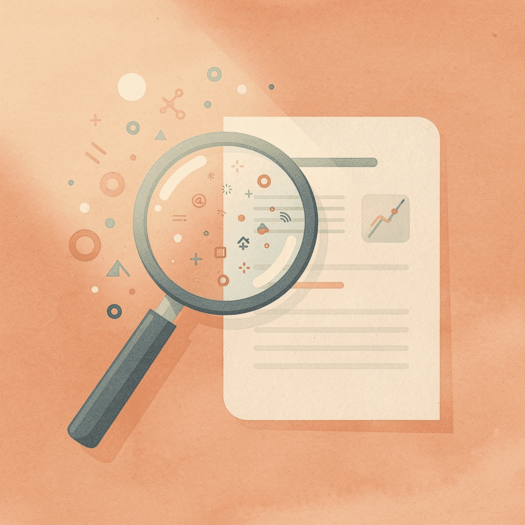 Magnifying glass examining technical website elements representing SEO analysis - Technical SEO Agency 