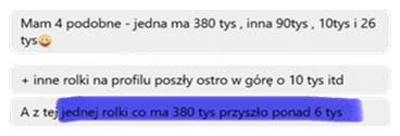Biznes na Insta – opinia o wyzwaniu publikacji rolek, które pomogło uczestniczce określić niszę, uporządkować komunikację i osiągnąć największe dotąd zasięgi – mimo wcześniejszego udziału w różnych kursach i szkoleniach.