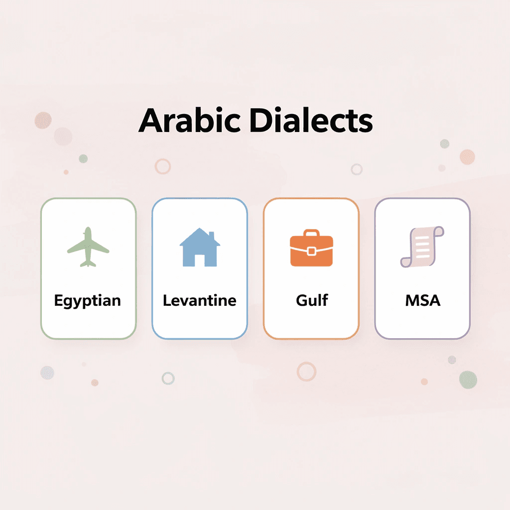  Infographic showing four Arabic dialect options