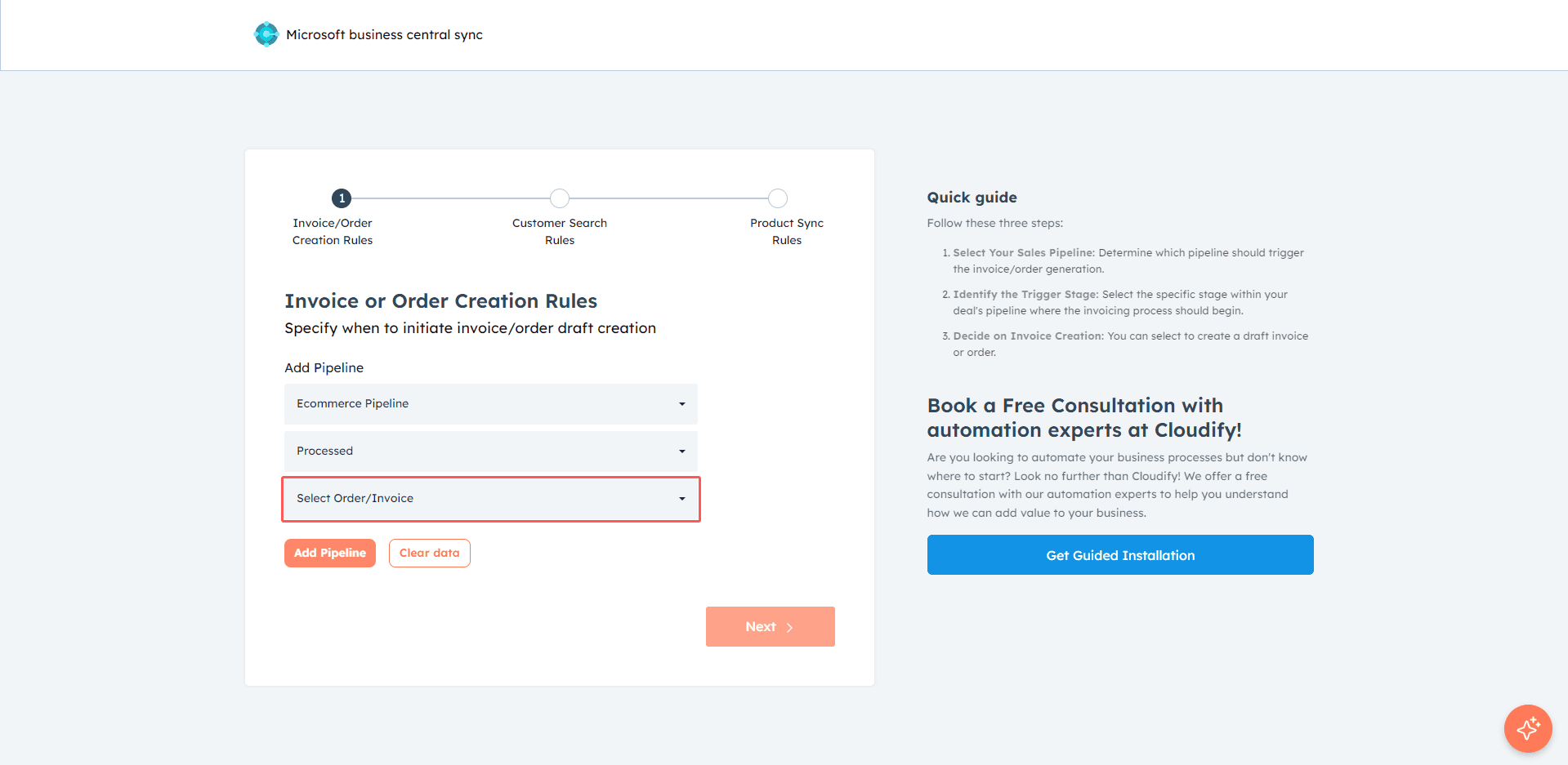 Create Invoice/Order Sync Rules