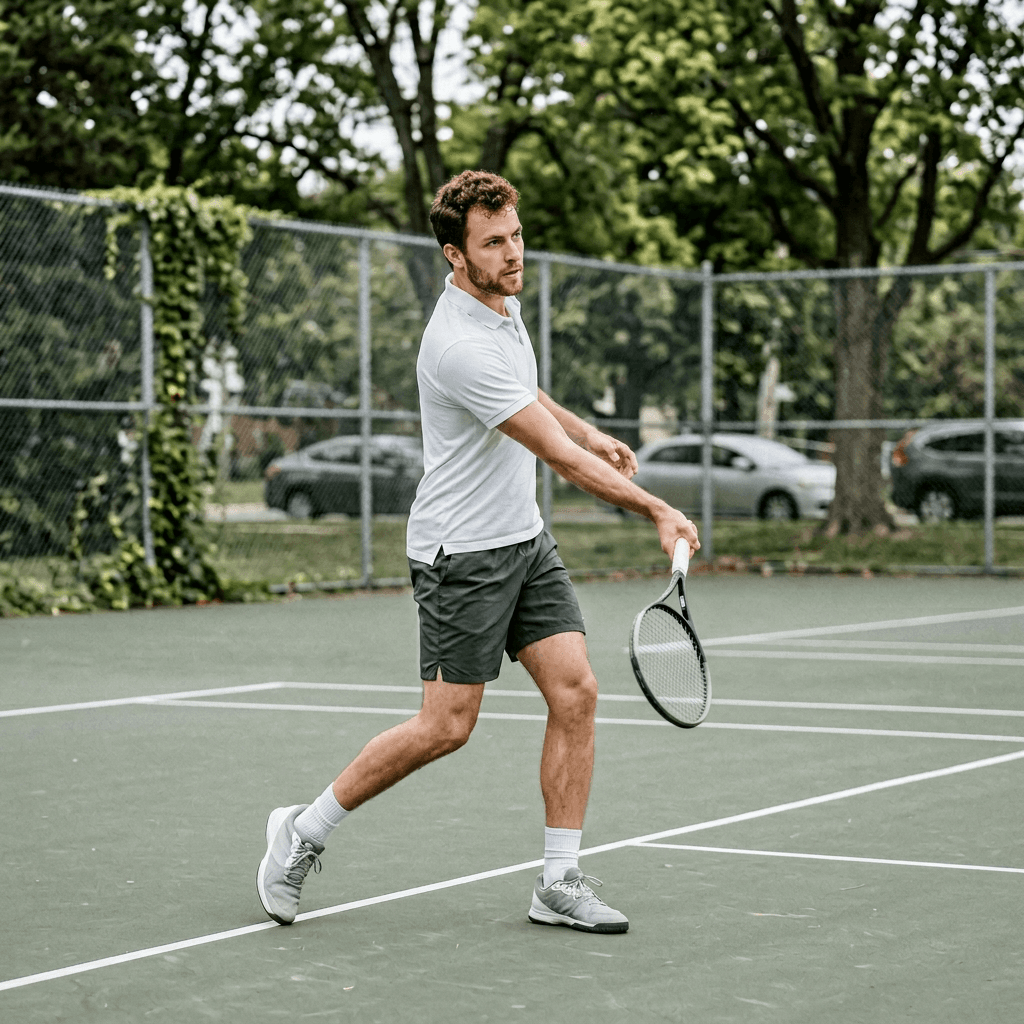 A person browsing a retreat website on a laptop in a cozy space, soft morning light, plant decor, clean modern aesthetic, sense of curiosity and exploration.