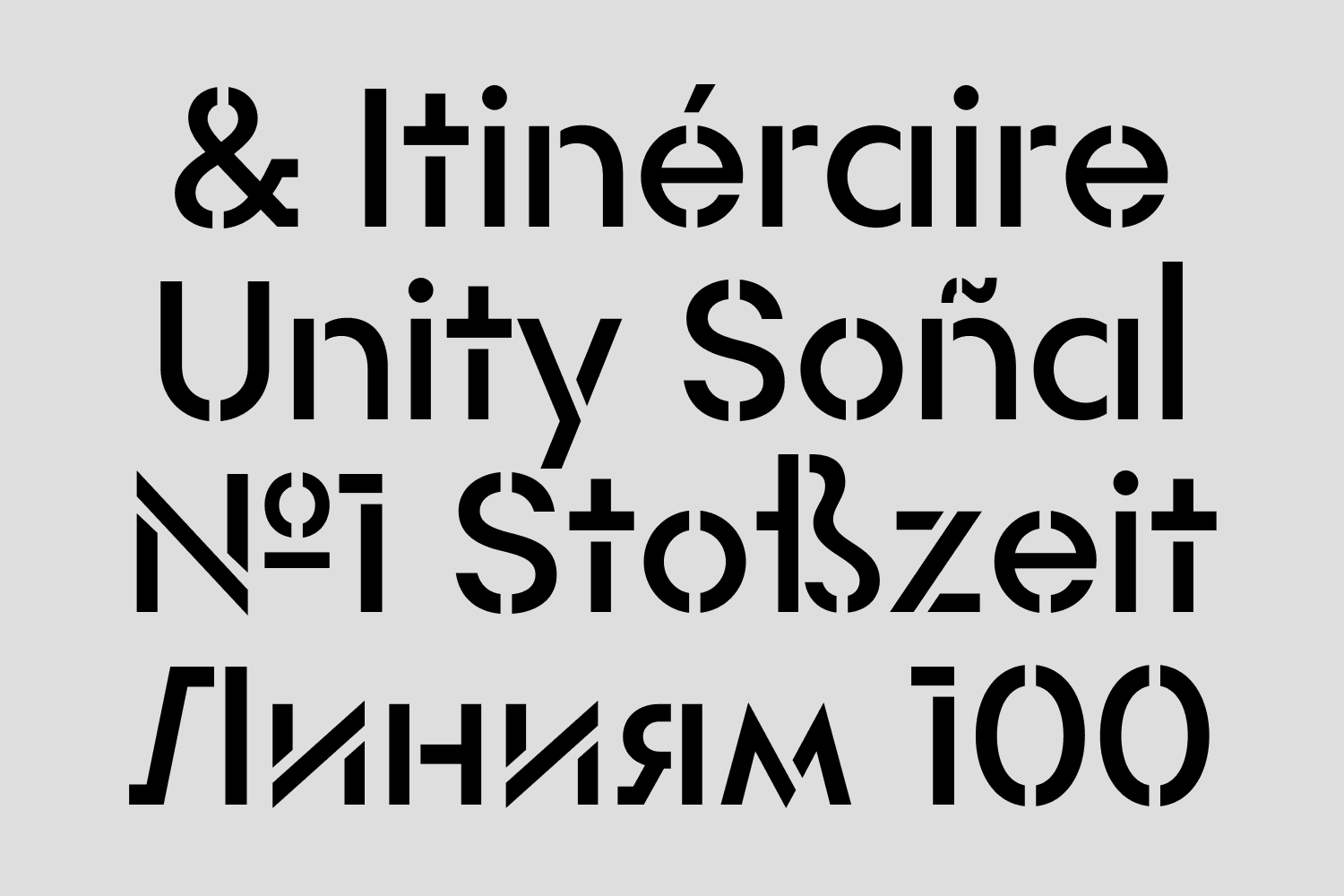 Typographic poster featuring Rothek Stencil font, showcasing stencil font symbols and characters