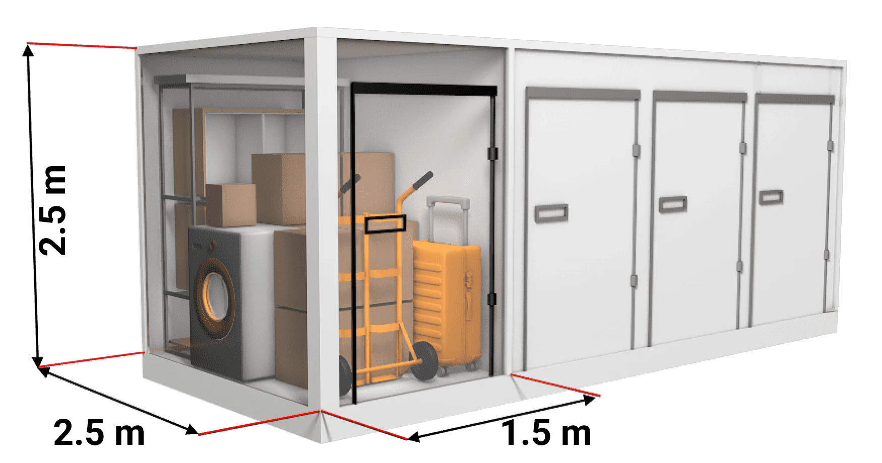 Size of small self storage unit.