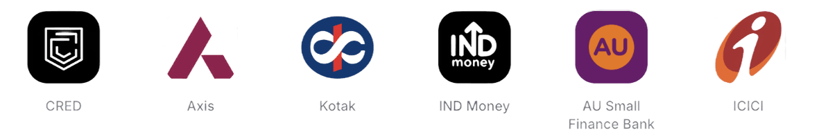 Apps studied: CRED, Axis, Kotak, IND Money, AU Small Finance Bank and ICICI