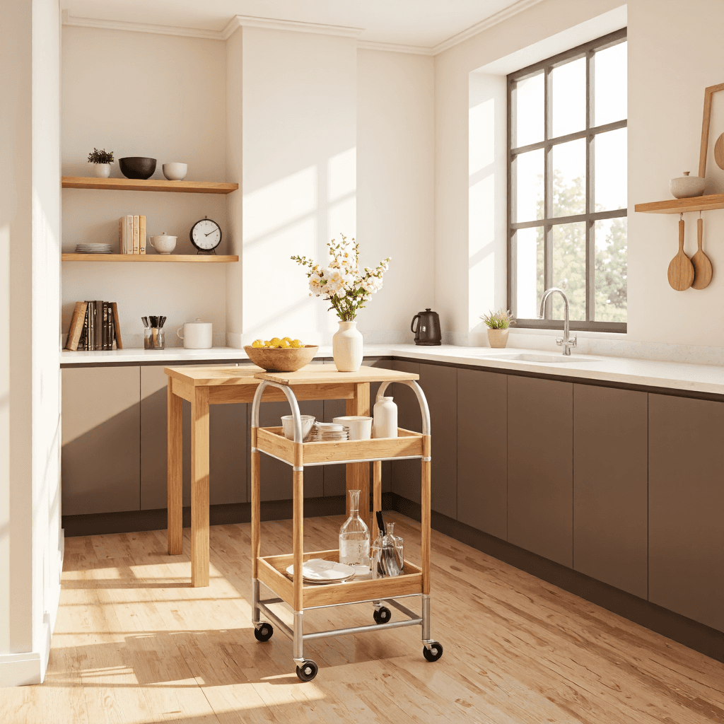 product photography of three-tiered rolling cart