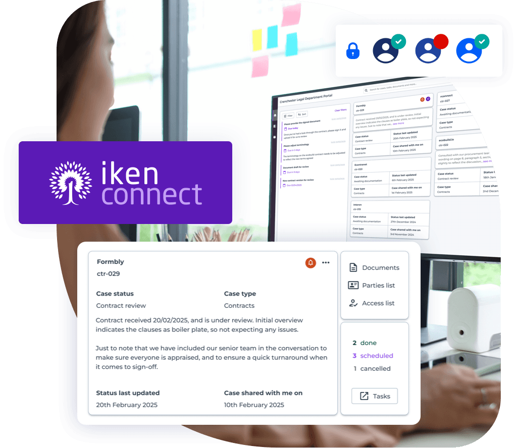 > Iken’s interface Screenshot for t cardiff city council case study about modernising legal management 