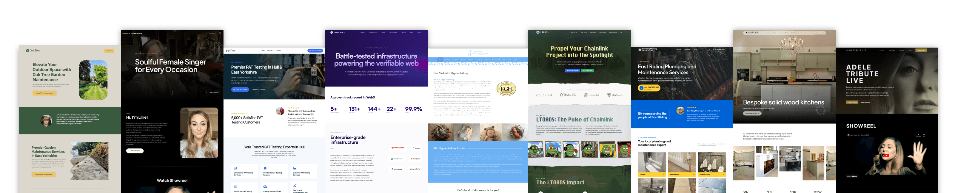 Web design portfolio showing web designs for East Yorkshire businesses