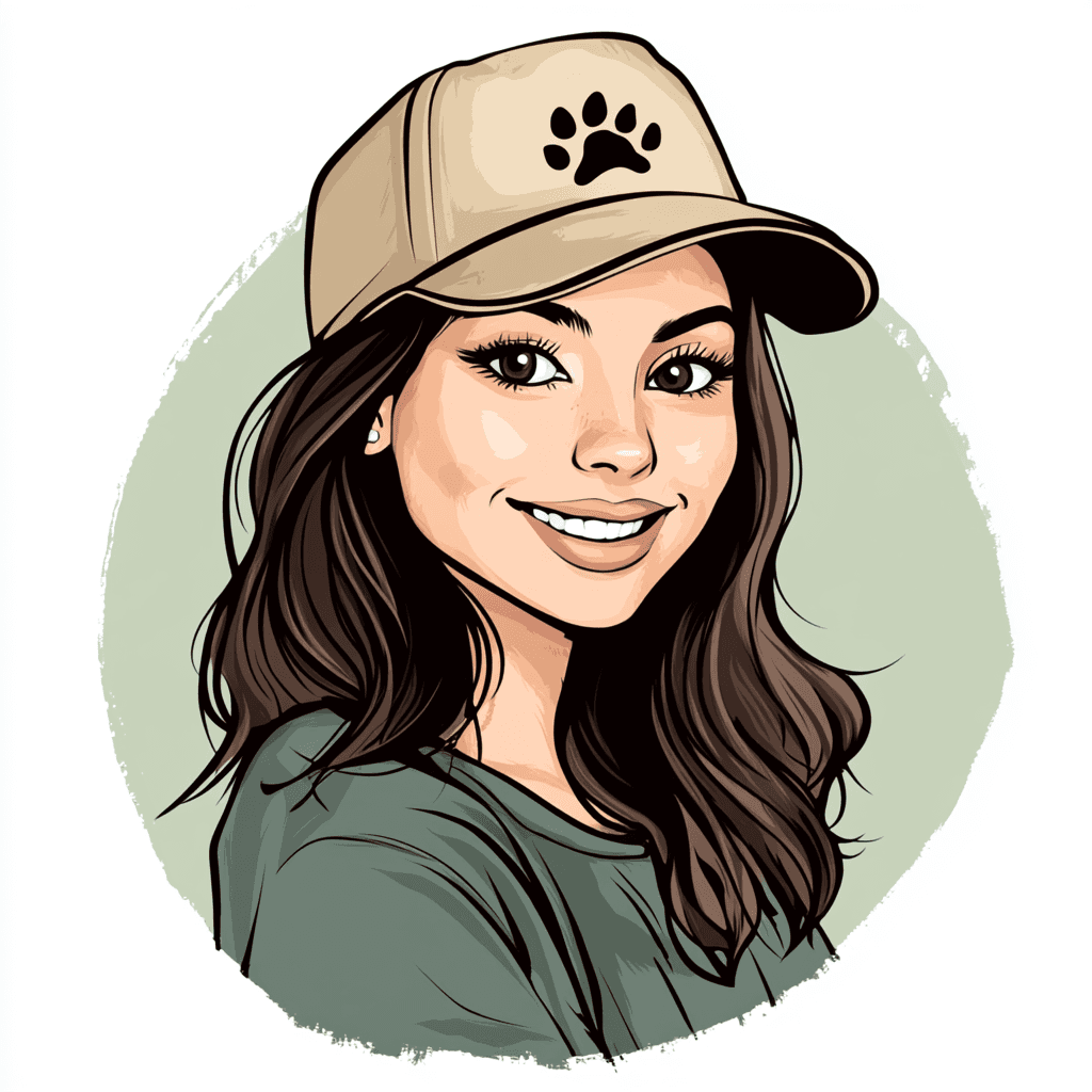 A smiling young woman with long hair, wearing a cap and hoodie, with a soft green background. This is Lauren, head of hygiene and sanitation at Scoopers.uk