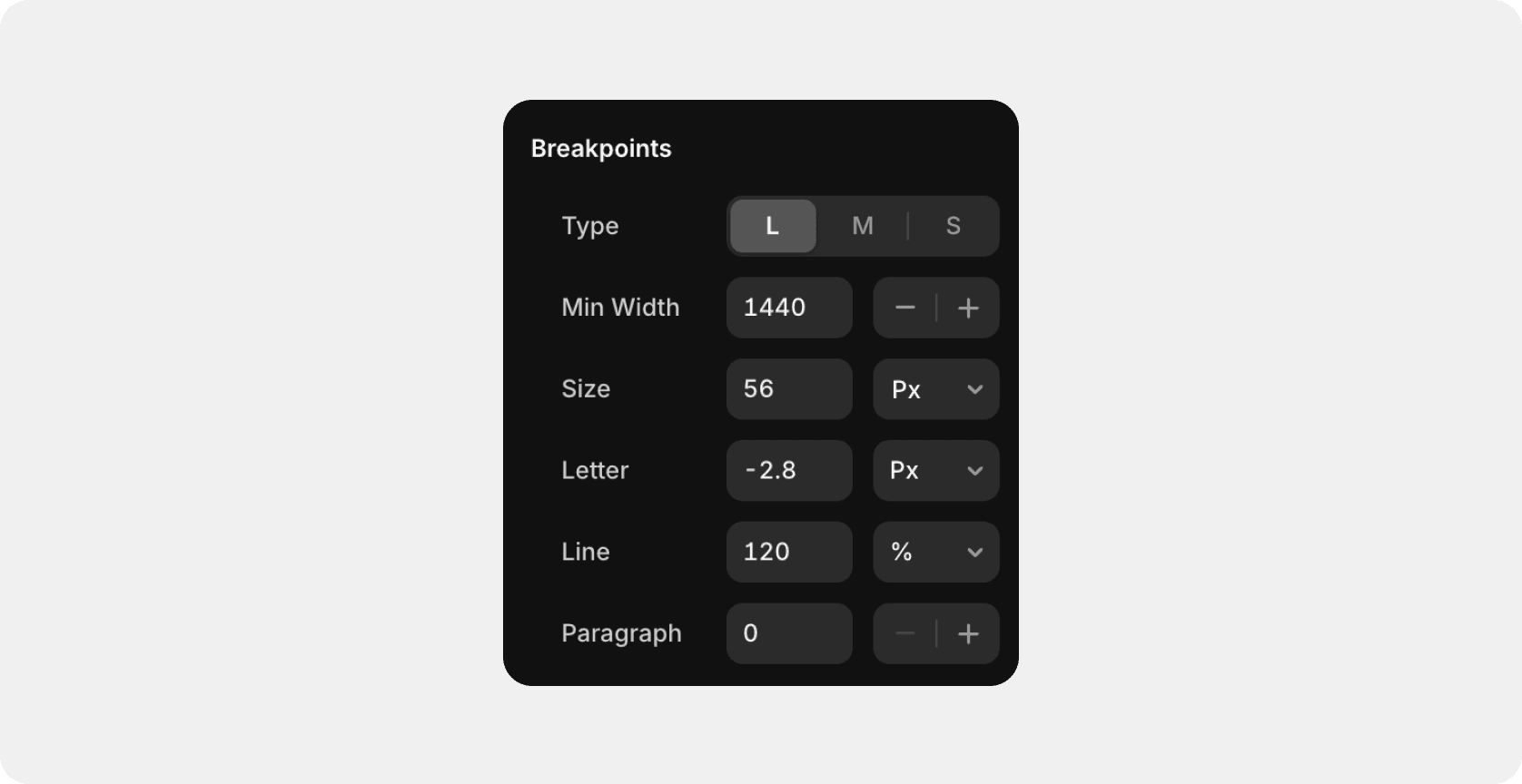 Framer typography breakpoints configuration for large screens