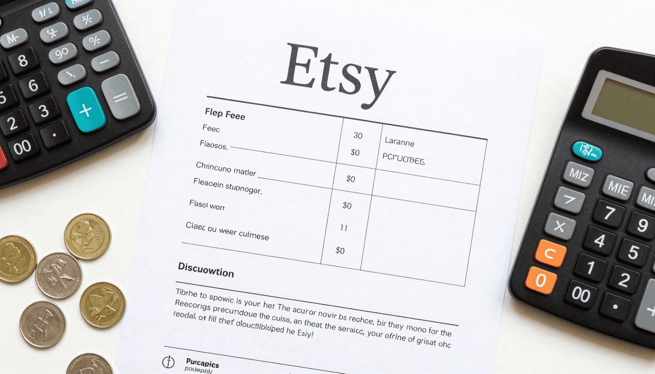 Etsy fee breakdown with calculator and coins