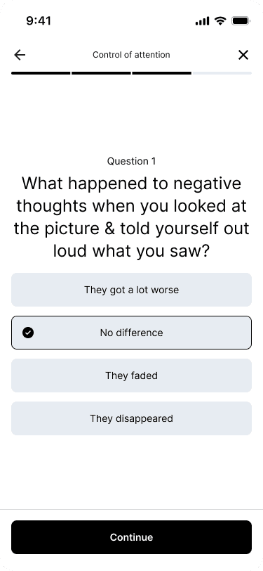 Onboarding question screen