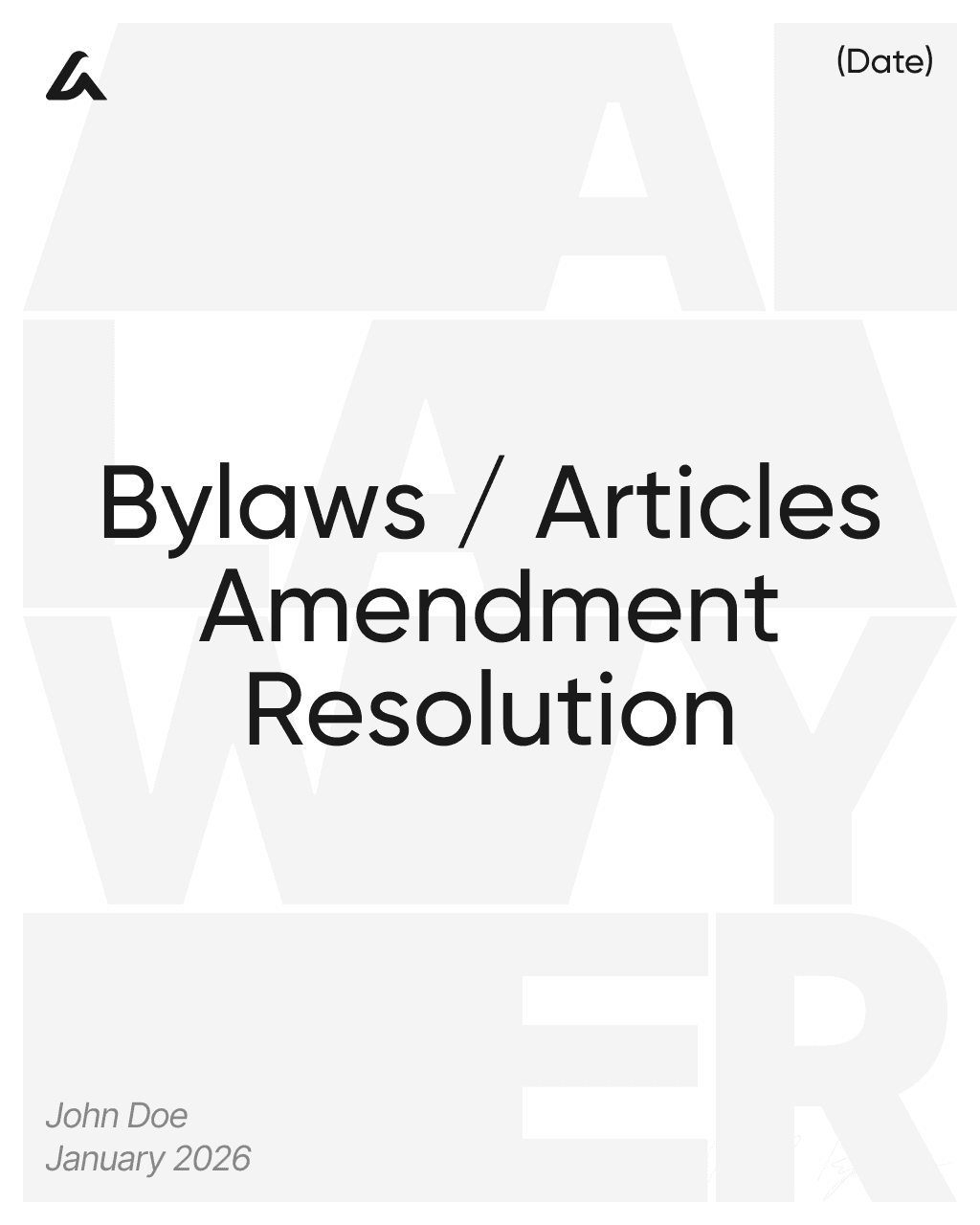 Bylaws / Articles Amendment Resolution