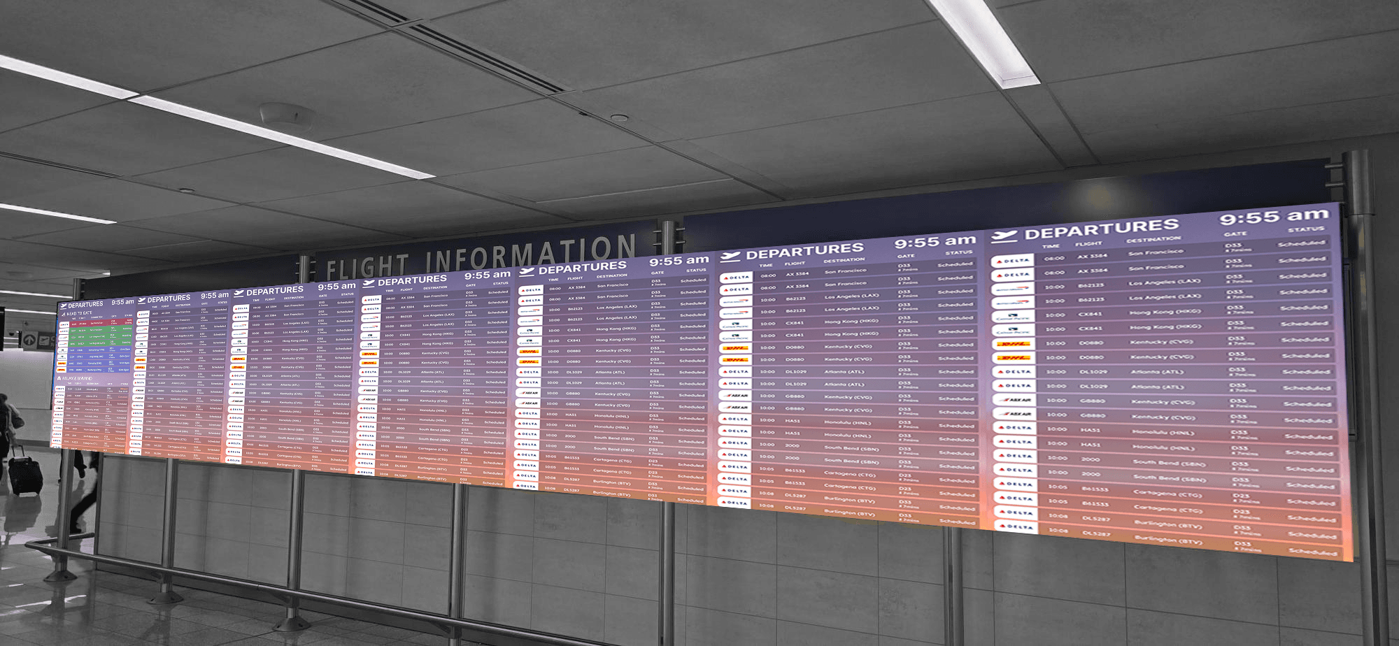 A photo of a long, vibrant FIDs board