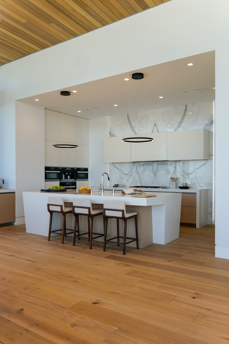 Chef’s kitchen and open living space at 1408 Cliffbrook Drive