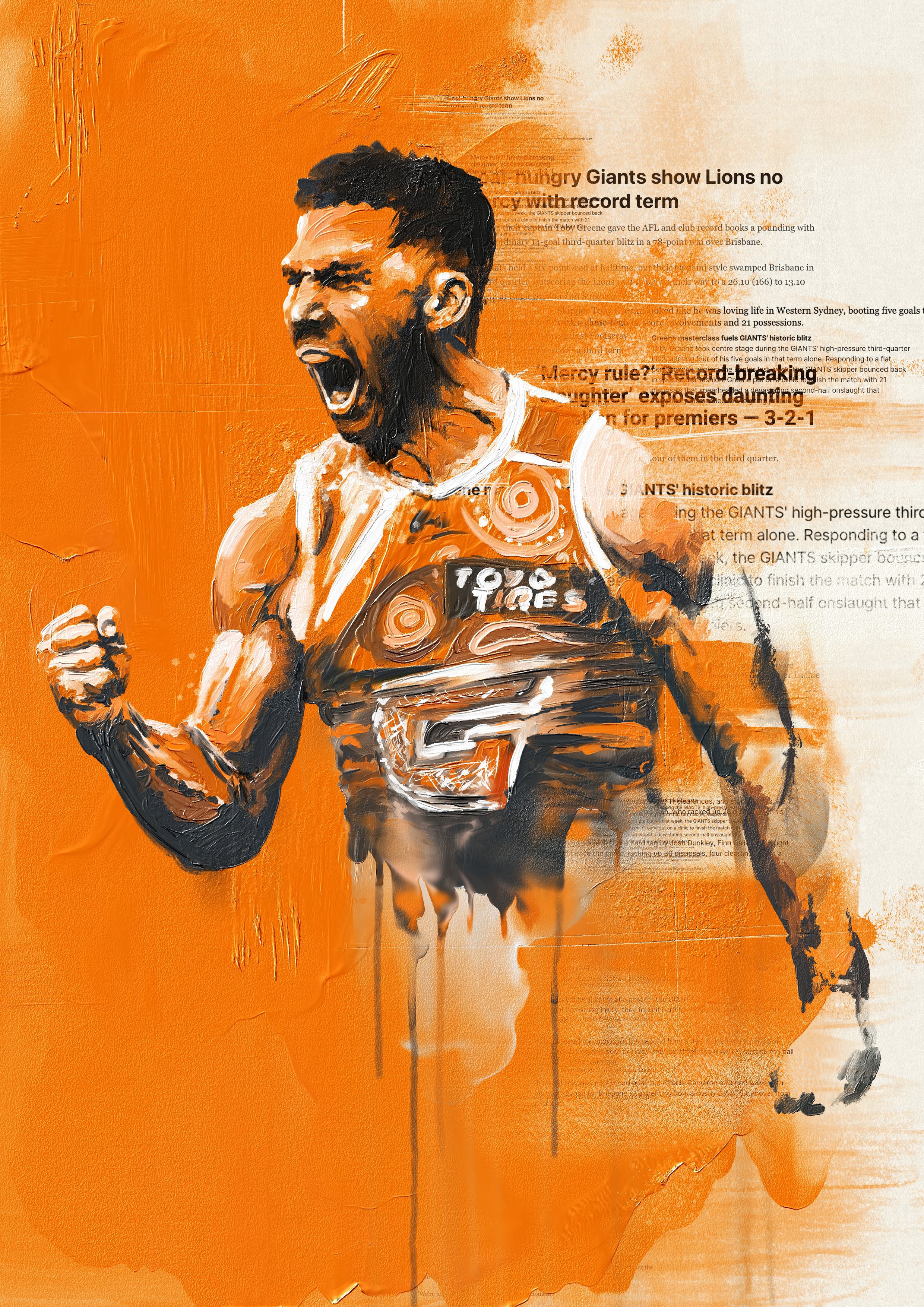 Stylised illustration of an athlete on an orange background