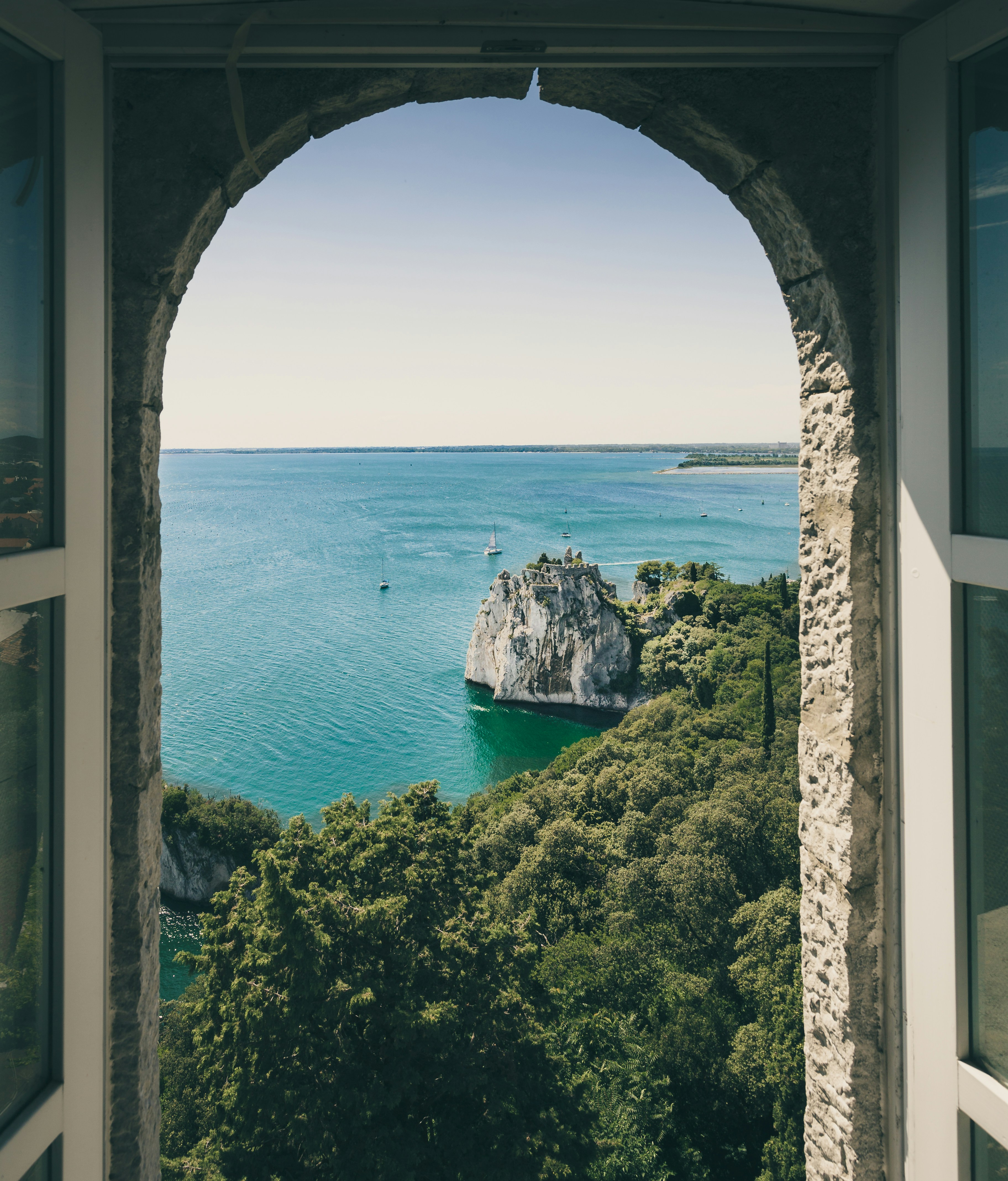 View behind arches